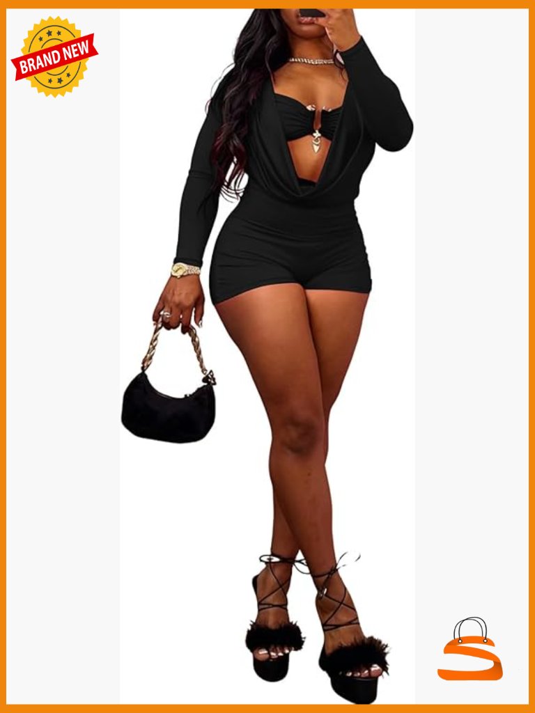 Long Sleeve Bodycon Jumpsuit With Matching Tube Top, Xx-Large